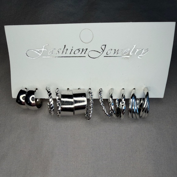 Fashion Jewelry Silver Hoop Earring Set - Picture 4 of 4